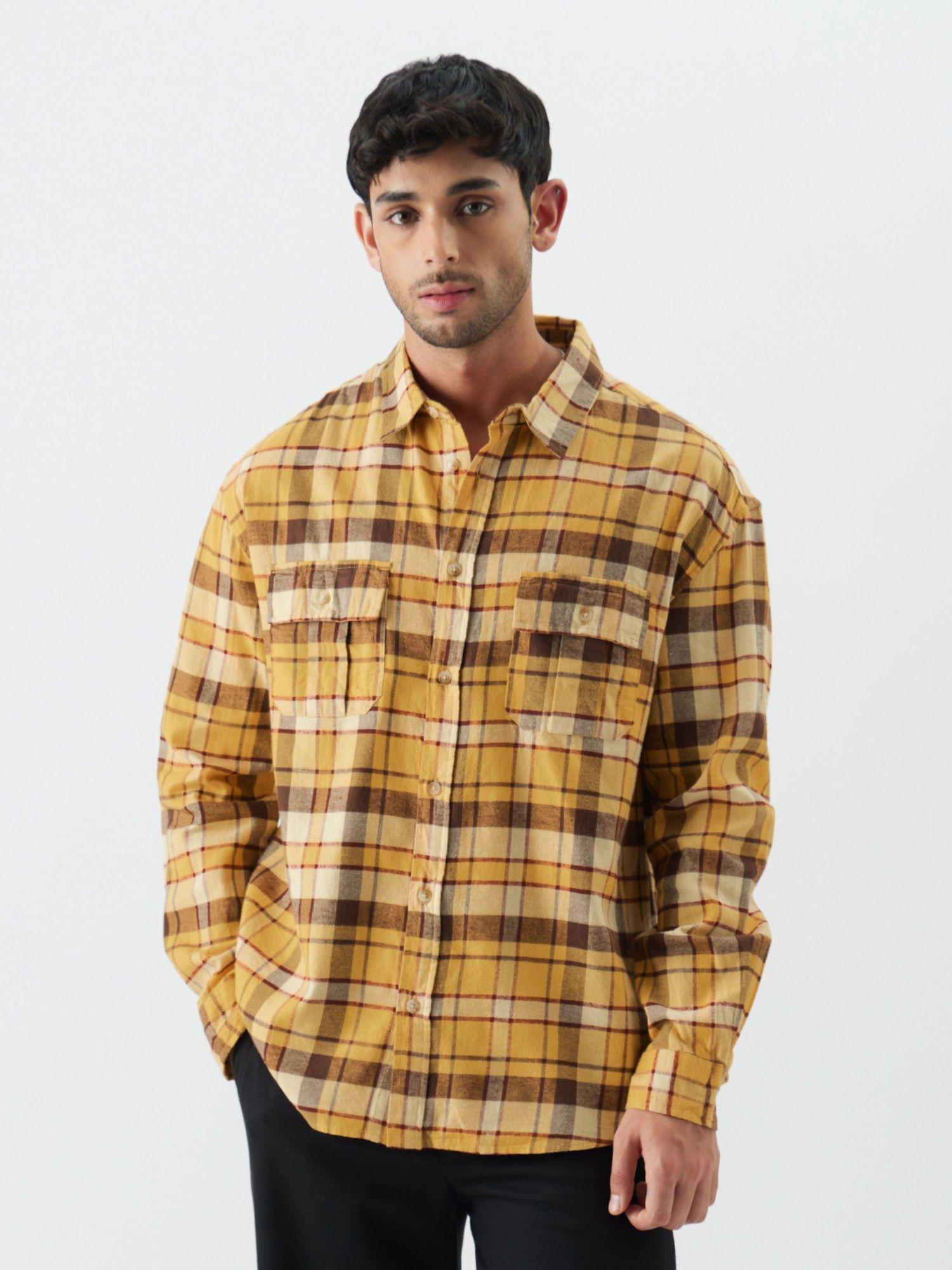 original plaid- oak buff men utility shirt