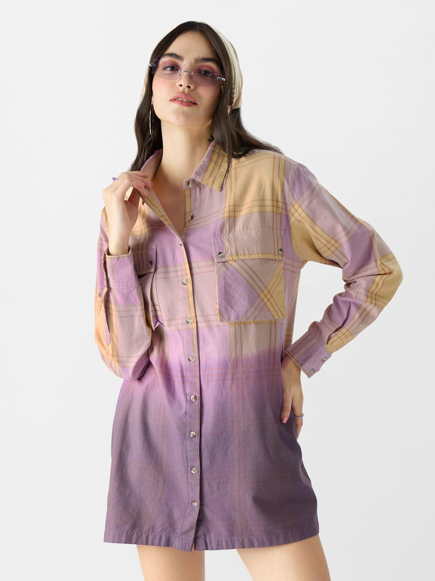 original purple tie dye women oversized shirt dress
