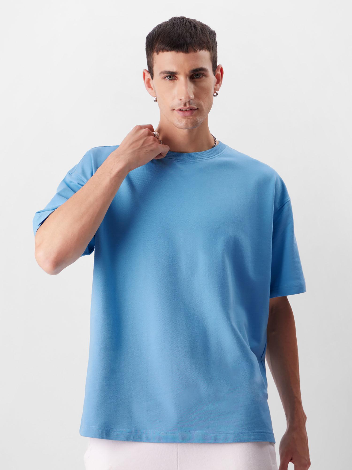 original solid atlantic blue oversized t-shirt for men