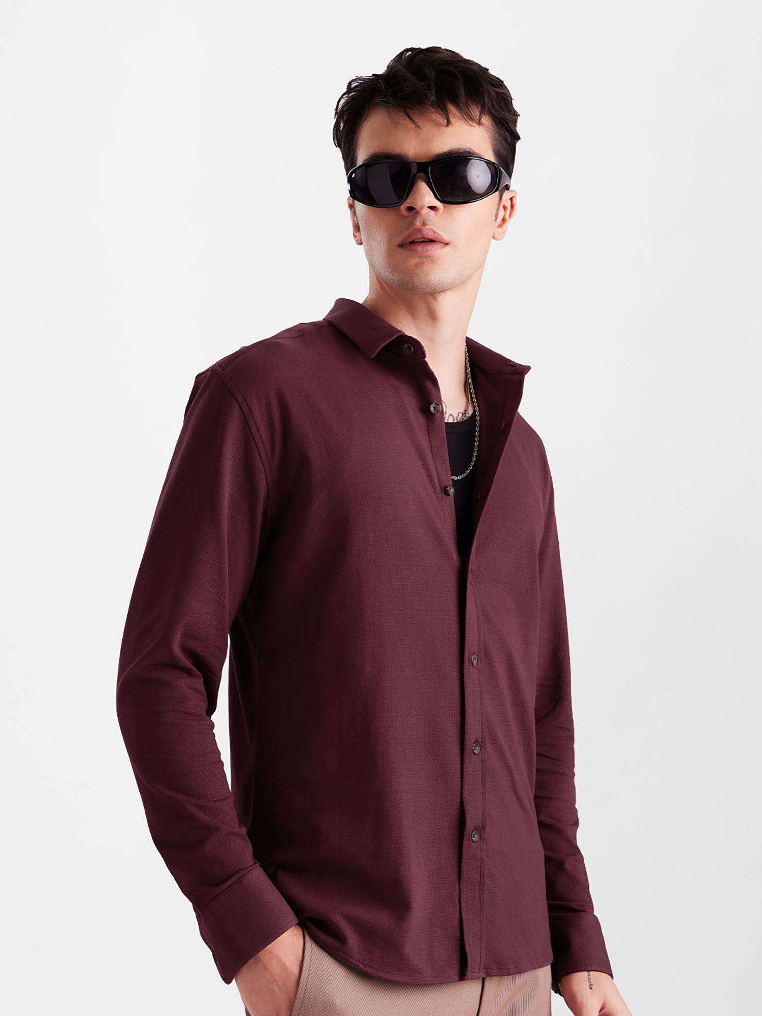 original solid maroon knit shirt for men