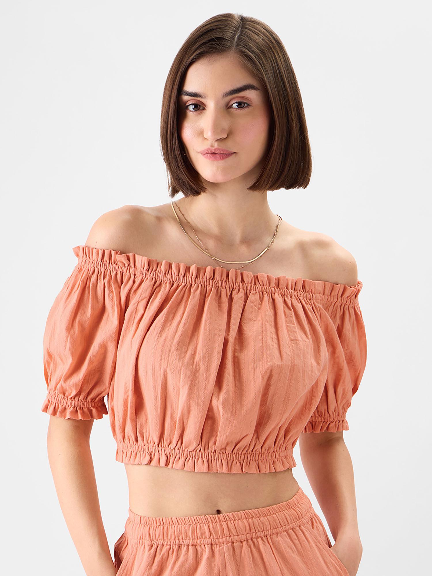 original solids: apricot women cropped top