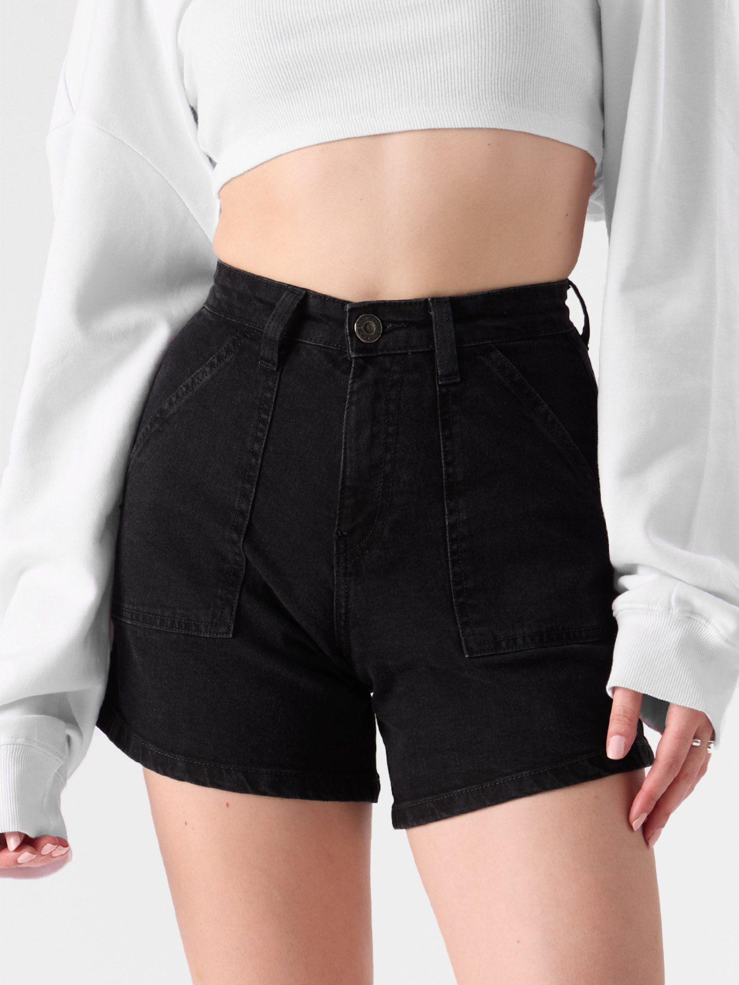 original solids: black shorts for womens
