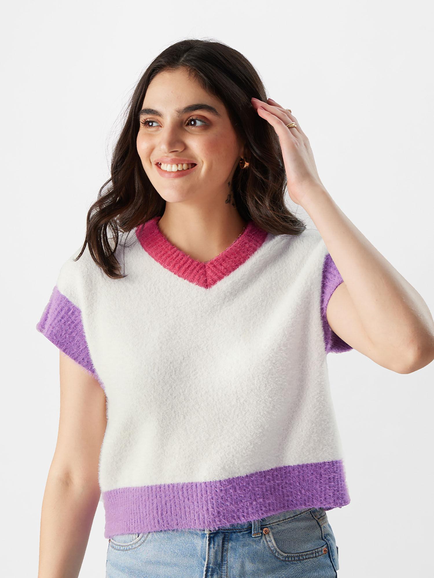 original solids: frosty multi-color women vest sweater