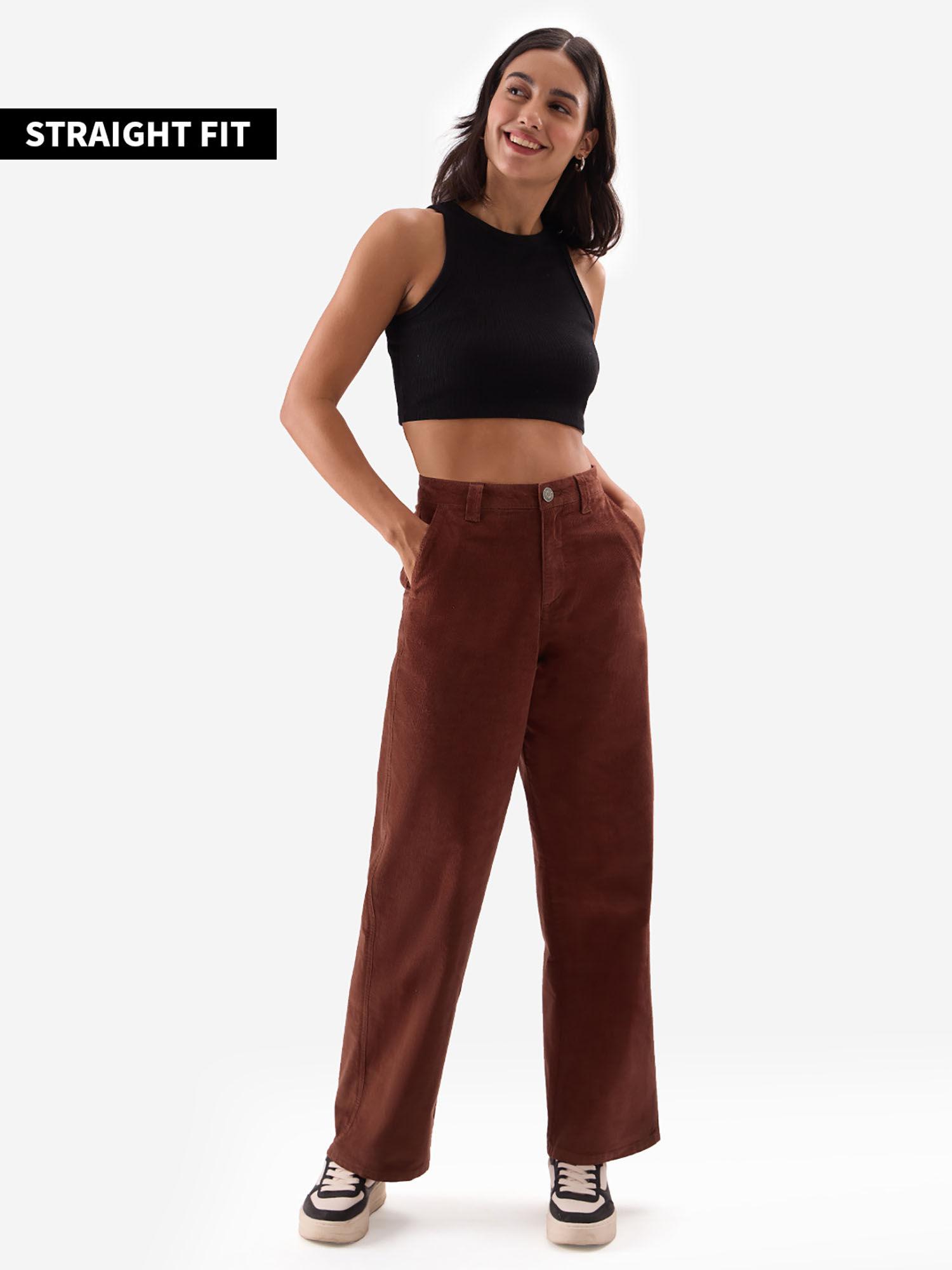 original solids: maroon corduroy women pant