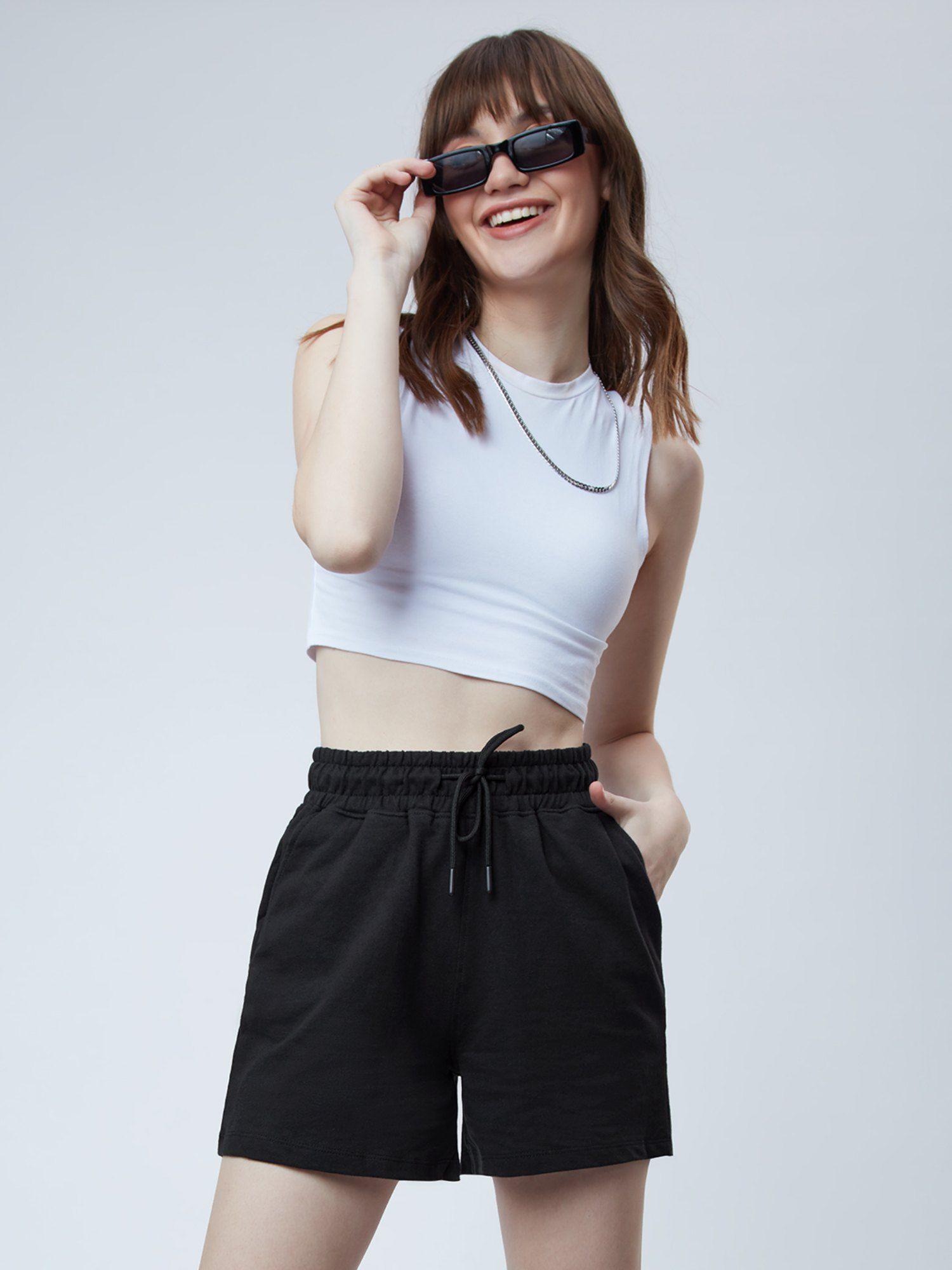 original solids: midnight black lounge shorts for womens