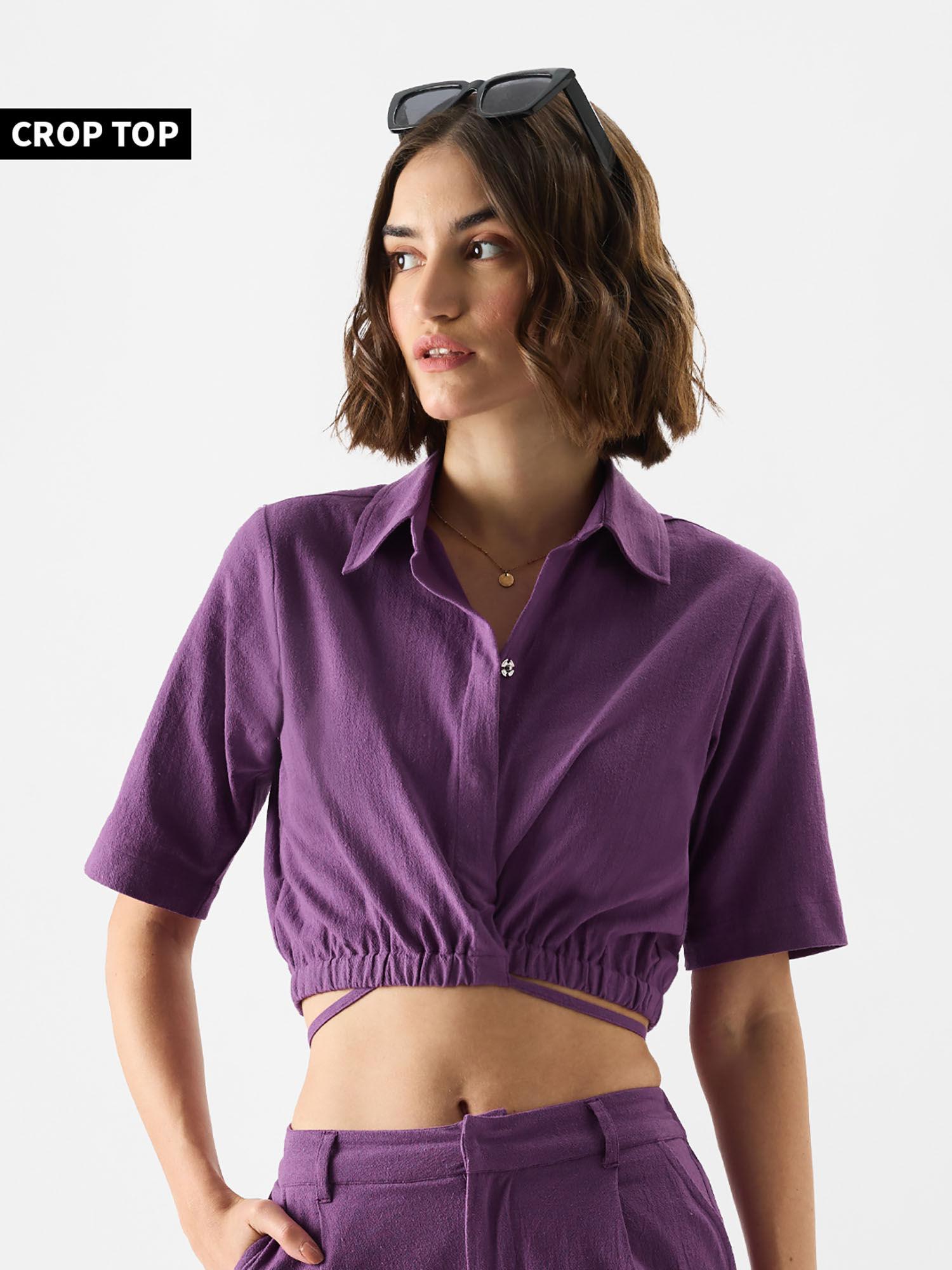 original solids: plum women cropped shirts