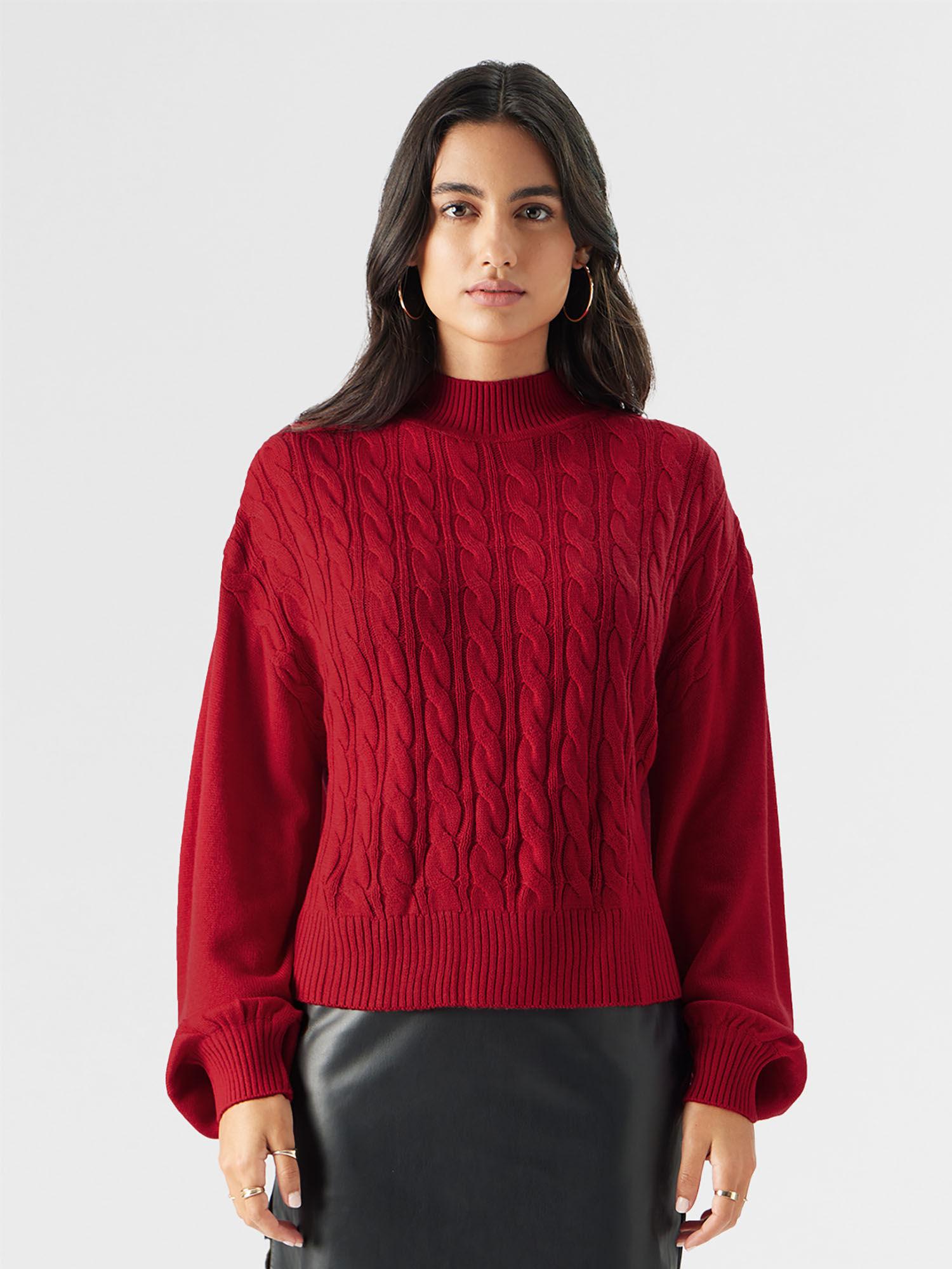 original solids: poppy red women oversized sweater