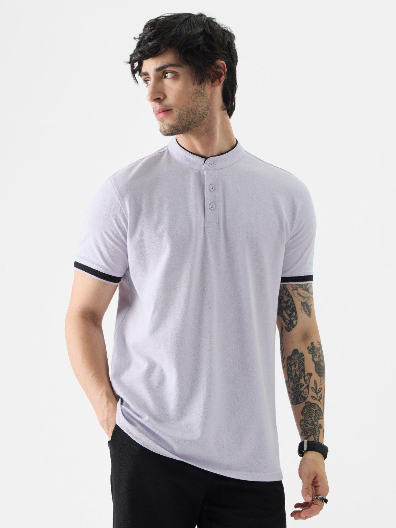 original solids- light lavender men mandarin t-shirt