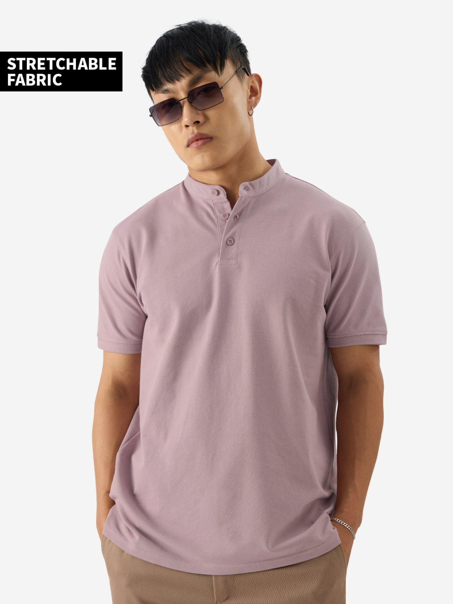 original solids lavender men mandarin neck t-shirt