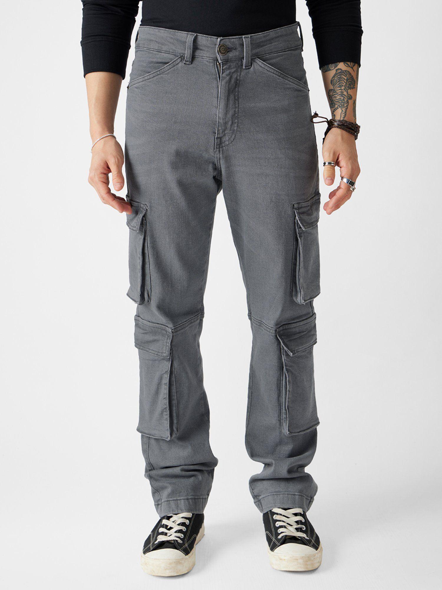 original solids light grey men cargo jeans