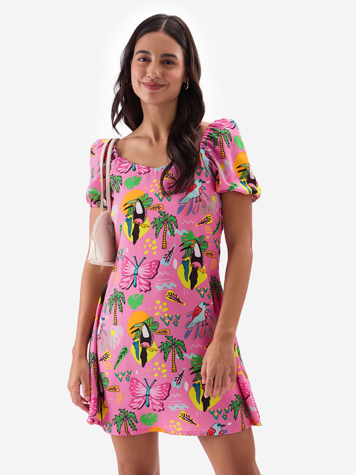 original tropical birds pattern women dresses