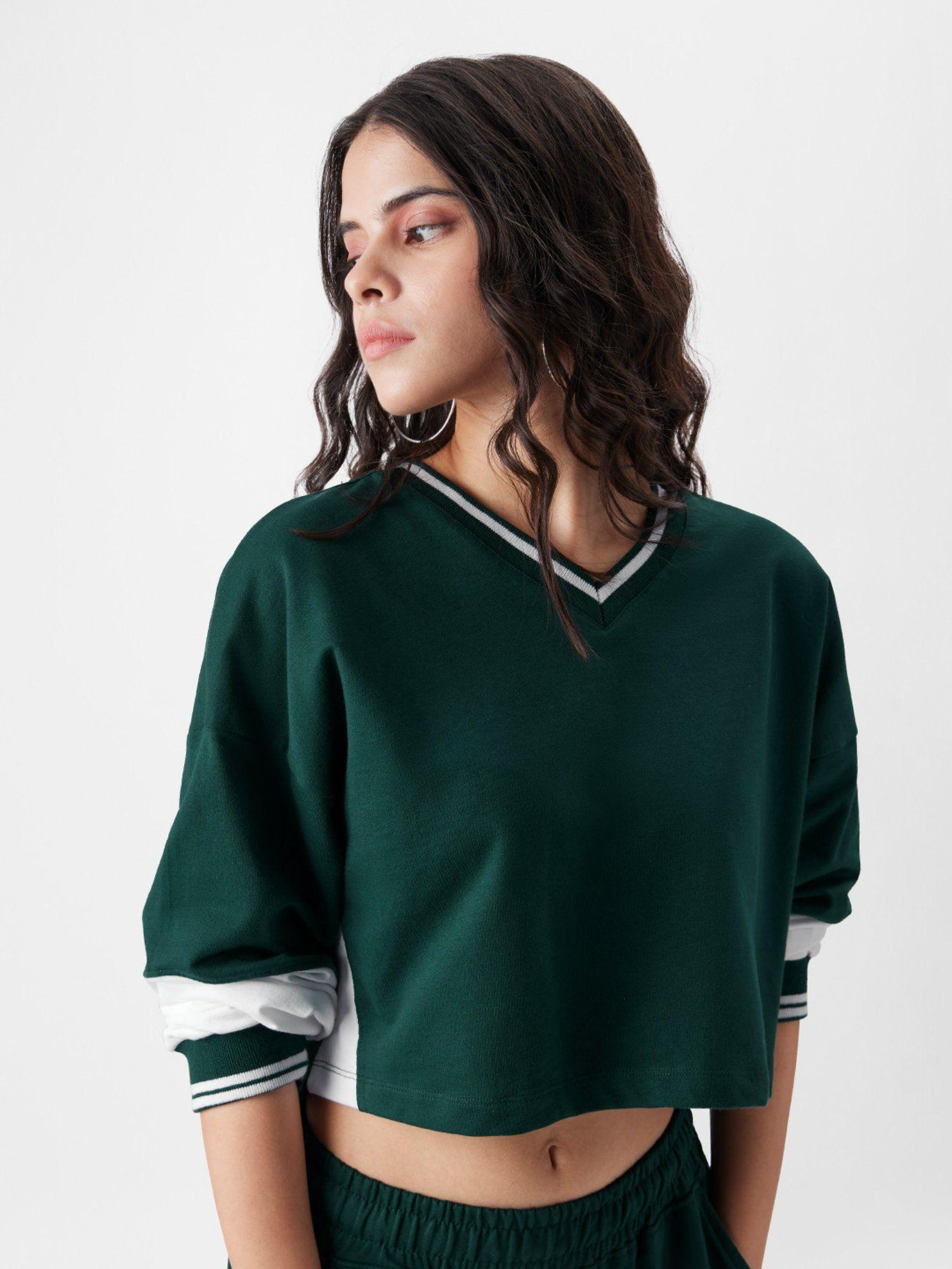 original varsity green women oversized crop top