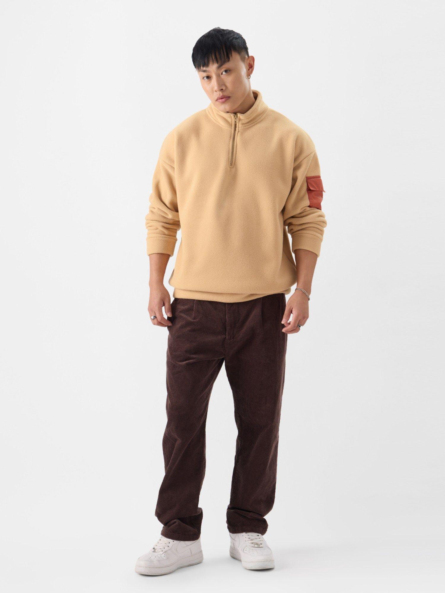 original zip up- brown men oversized sweatshirt