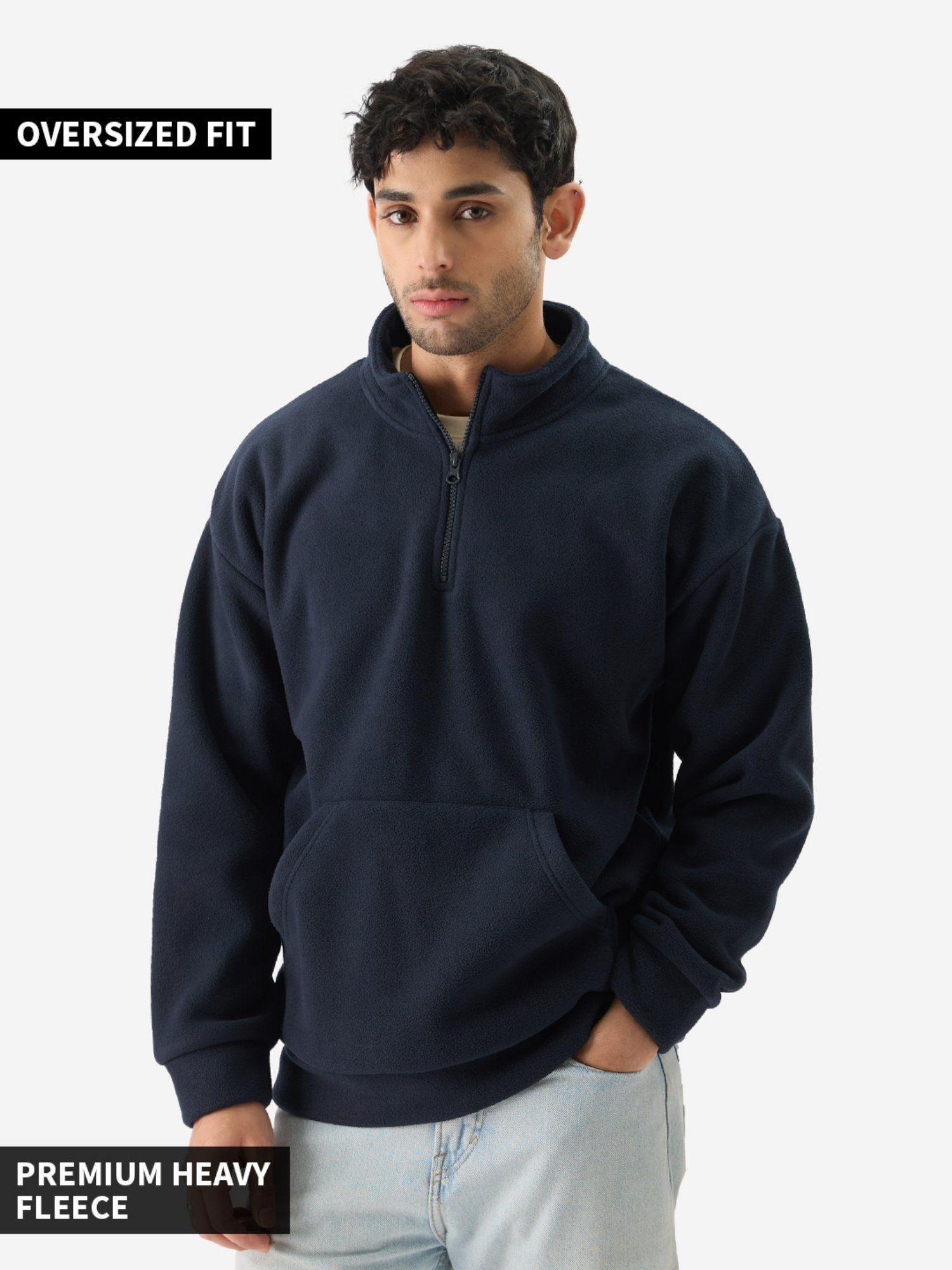 original zip up navy blue men oversized sweatshirts