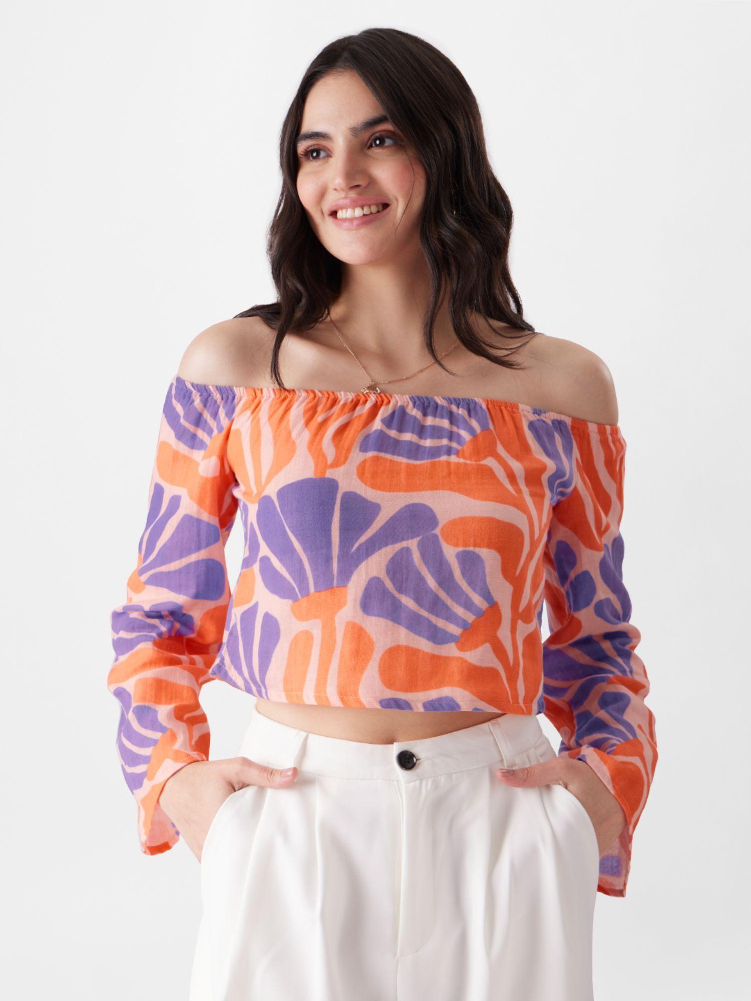 originals : orange bloom women cropped top