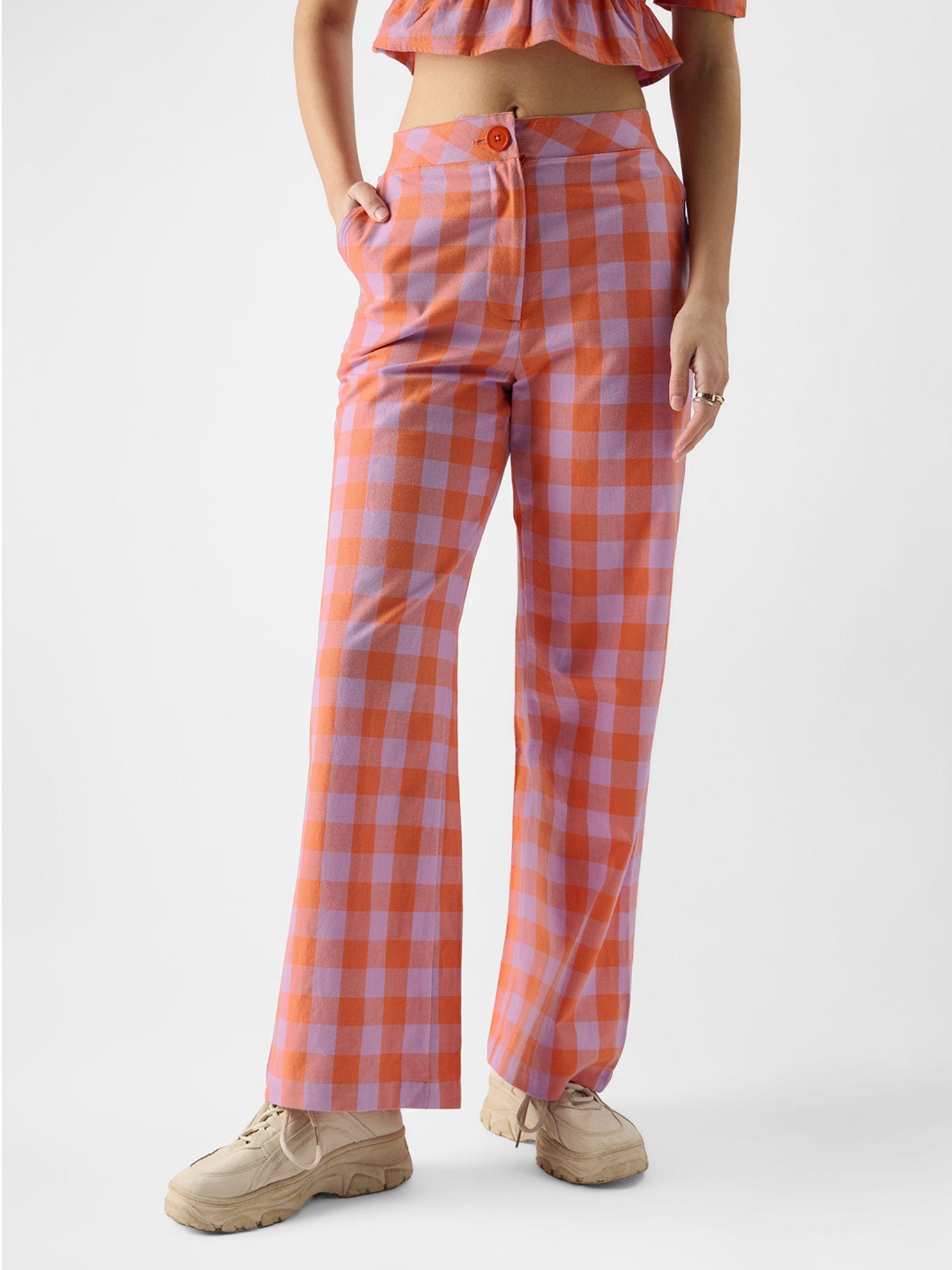 originals : playful plaid women pant orange