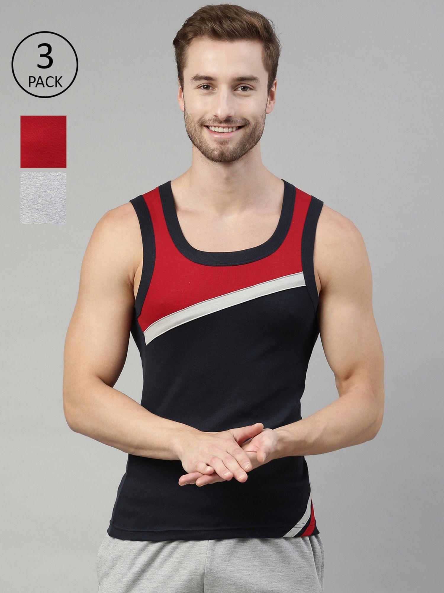 originals men's colorblock sleeveless cotton fabric vest (pack of 3)