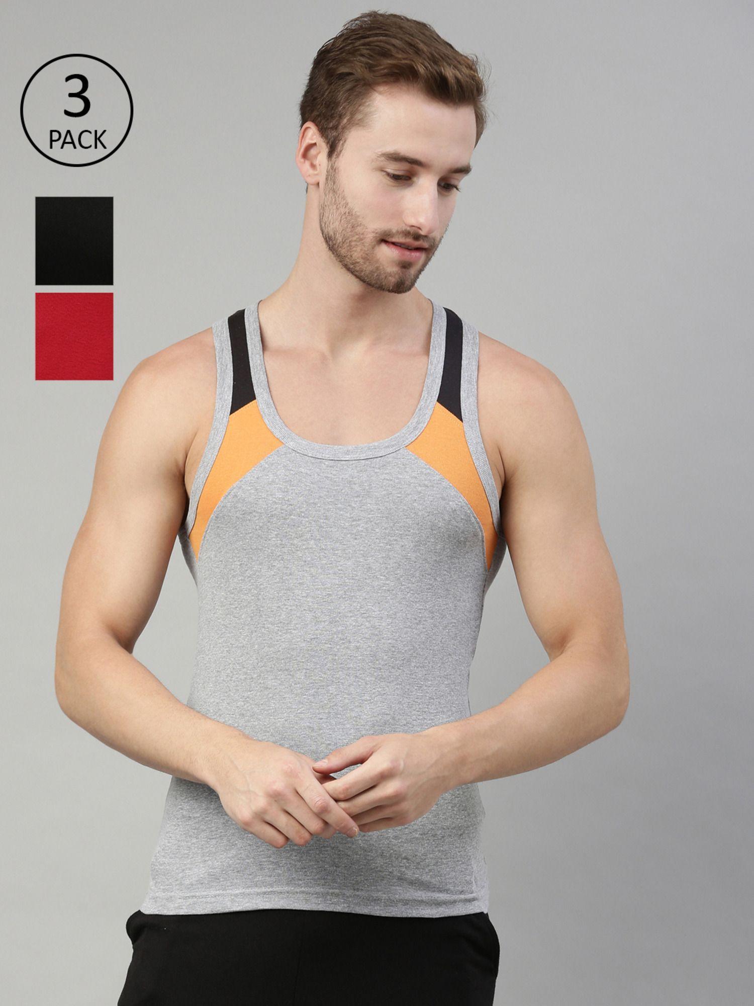 originals men's colorblock sleeveless cotton fabric vest (pack of 3)