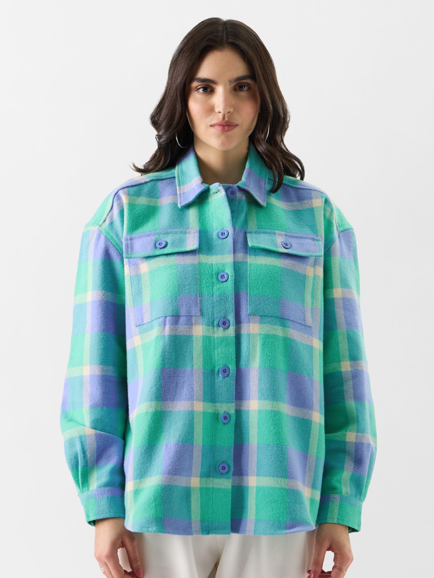 originals plaid : grapemist green & purple women shacket