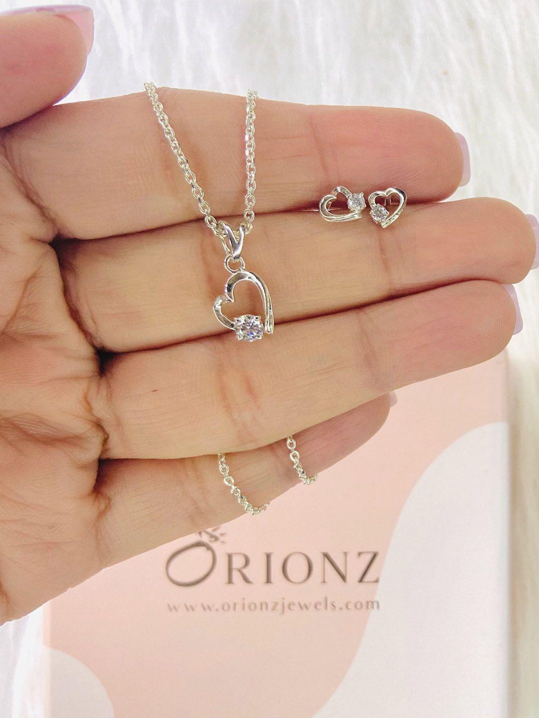 orionz silver-plated cz studded jewellery set