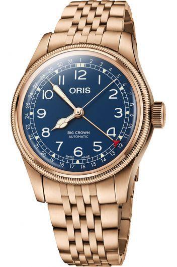 oris big crown blue dial automatic watch with bronze strap for men - 01 754 7741 3165-07 8 20 01