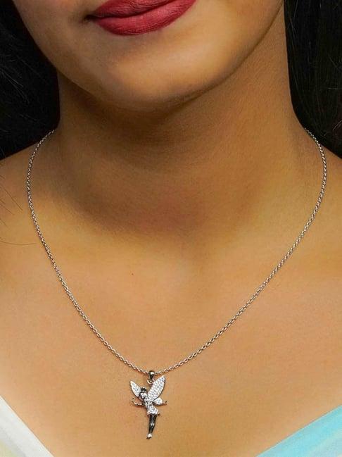 ornate jewels 92.5 sterling silver angel pendant with chain for women