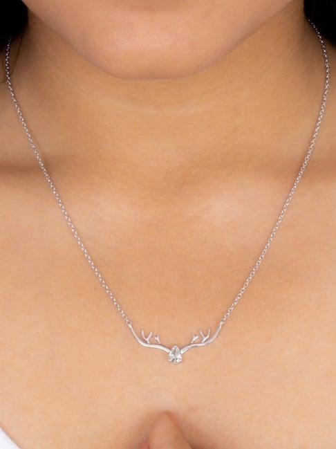 ornate jewels 92.5 sterling silver deer necklace for women