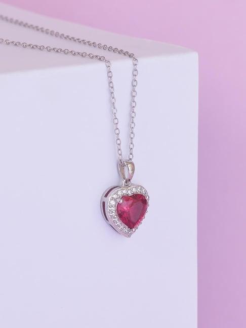 ornate jewels 92.5 sterling silver heart-shape pendant with chain for women