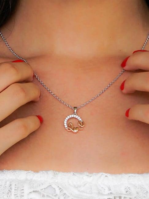 ornate jewels 92.5 sterling silver love pendant with chain for women