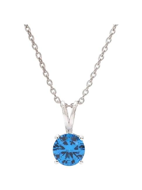 ornate jewels 92.5 sterling silver swiss blue solitaire pendant with chain for women