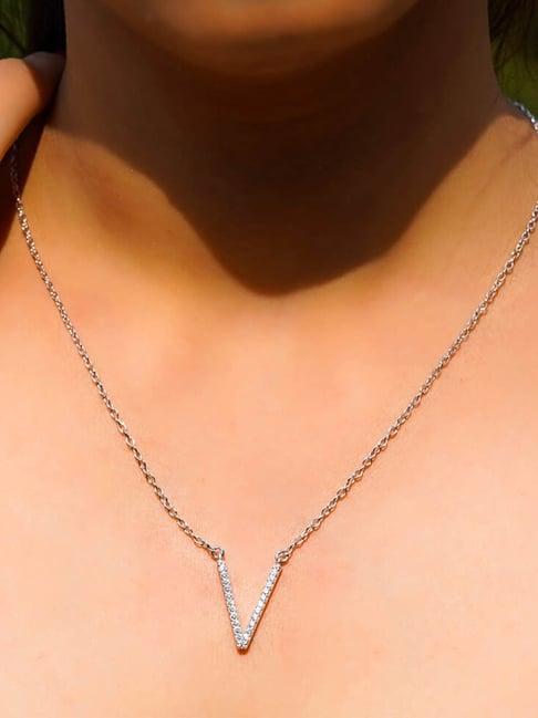 ornate jewels 92.5 sterling silver v-shape necklace for women