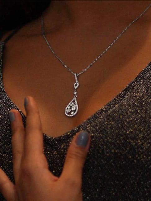 ornate jewels 92.5 sterling silver water drop pendant with chain for women