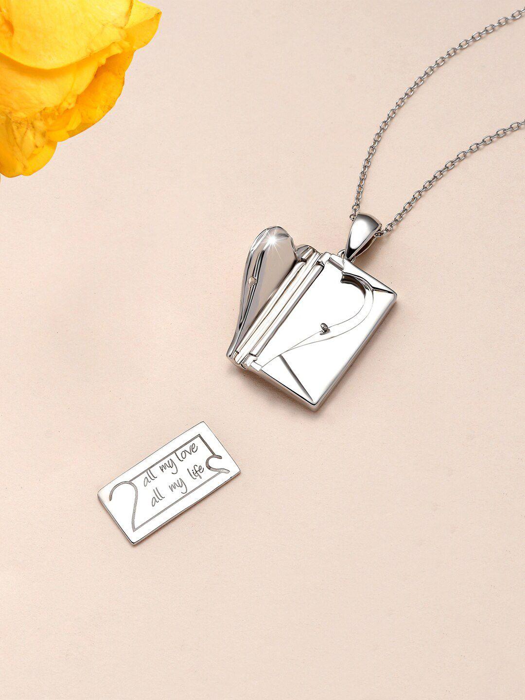 ornate jewels sterling silver rhodium-plated love letter envelope pendant with chain