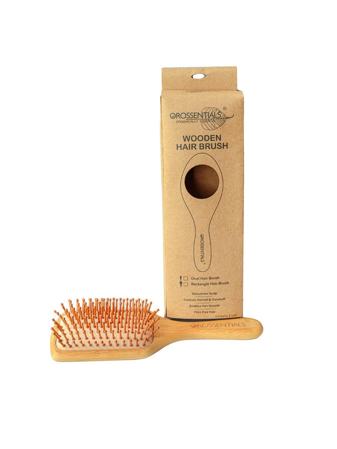orossentials brown rectangle wooden hair brush