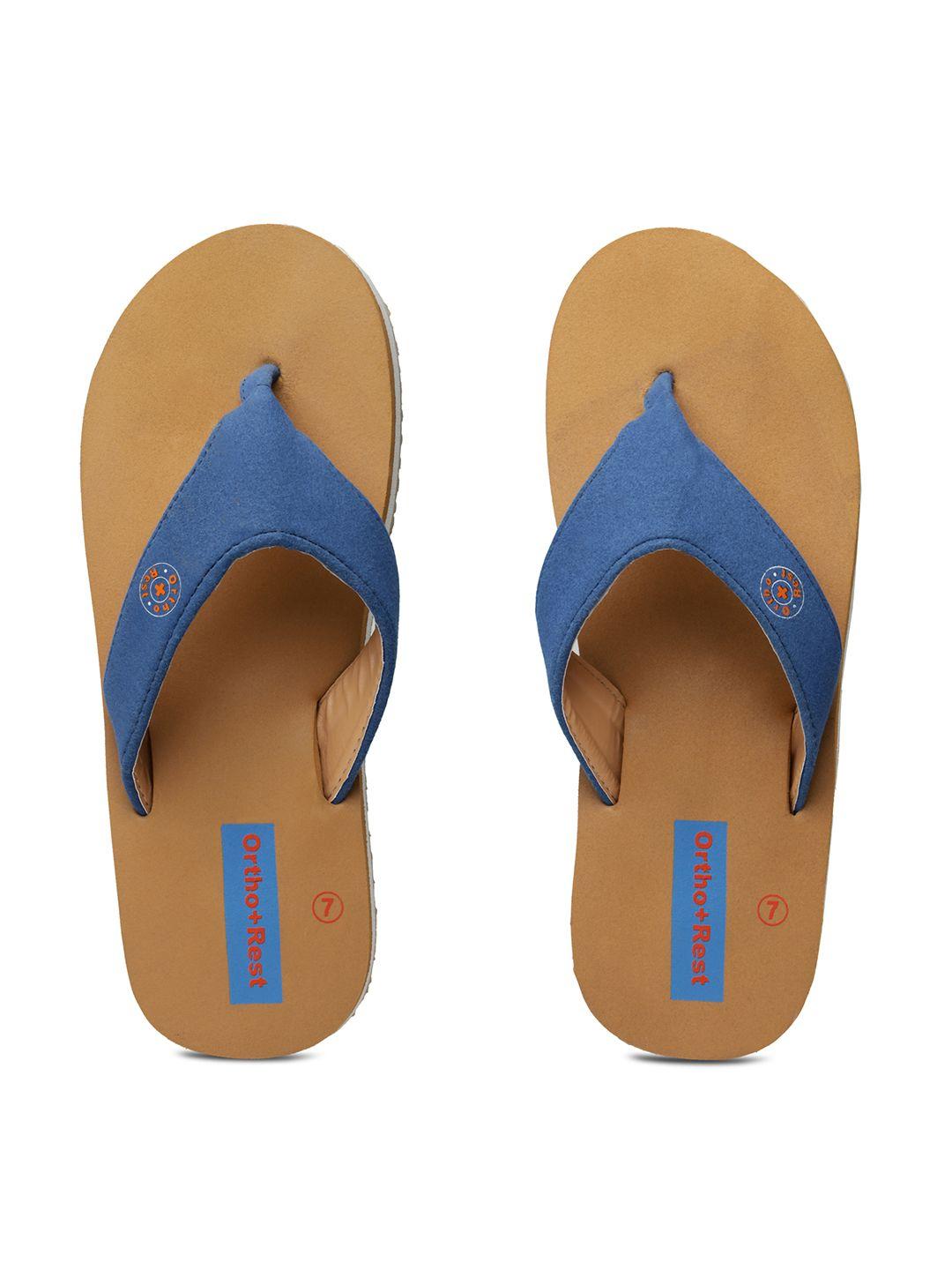 ortho rest men brown & blue rubber thong flip-flops