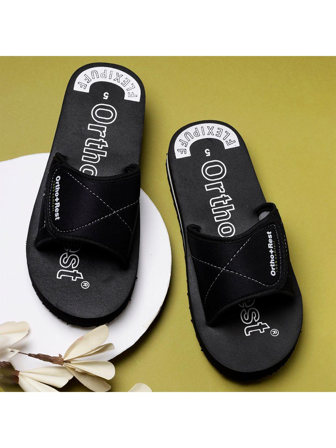 ortho rest women black & white printed thong flip-flops