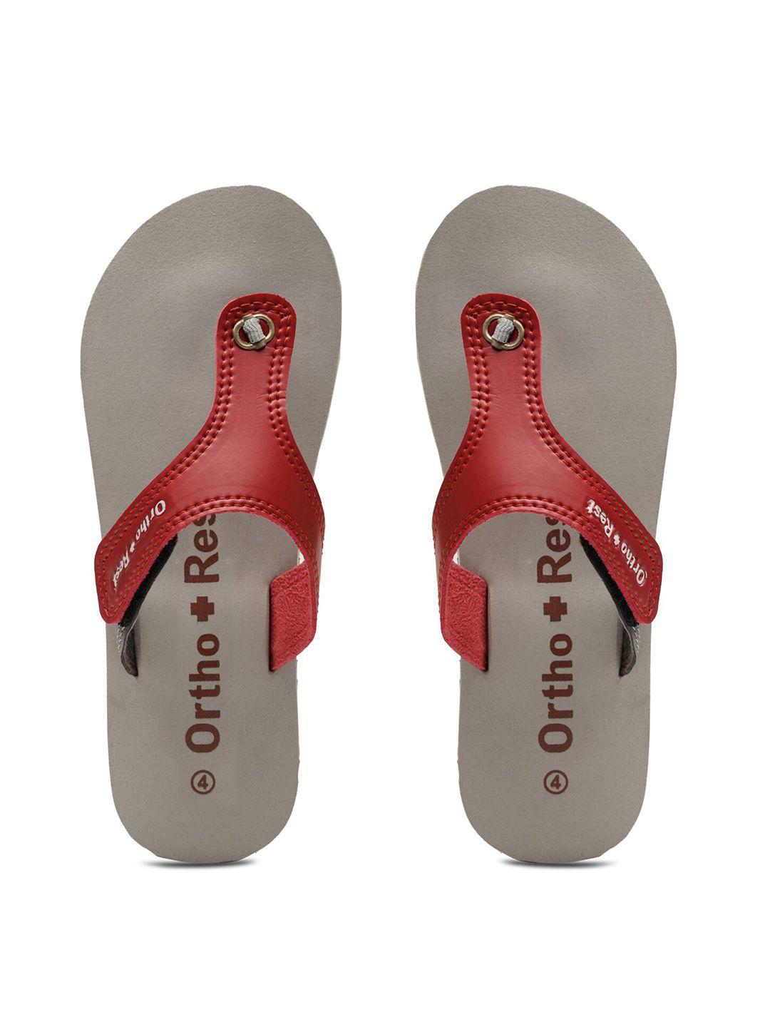 ortho rest women maroon & grey slip-on flip flops