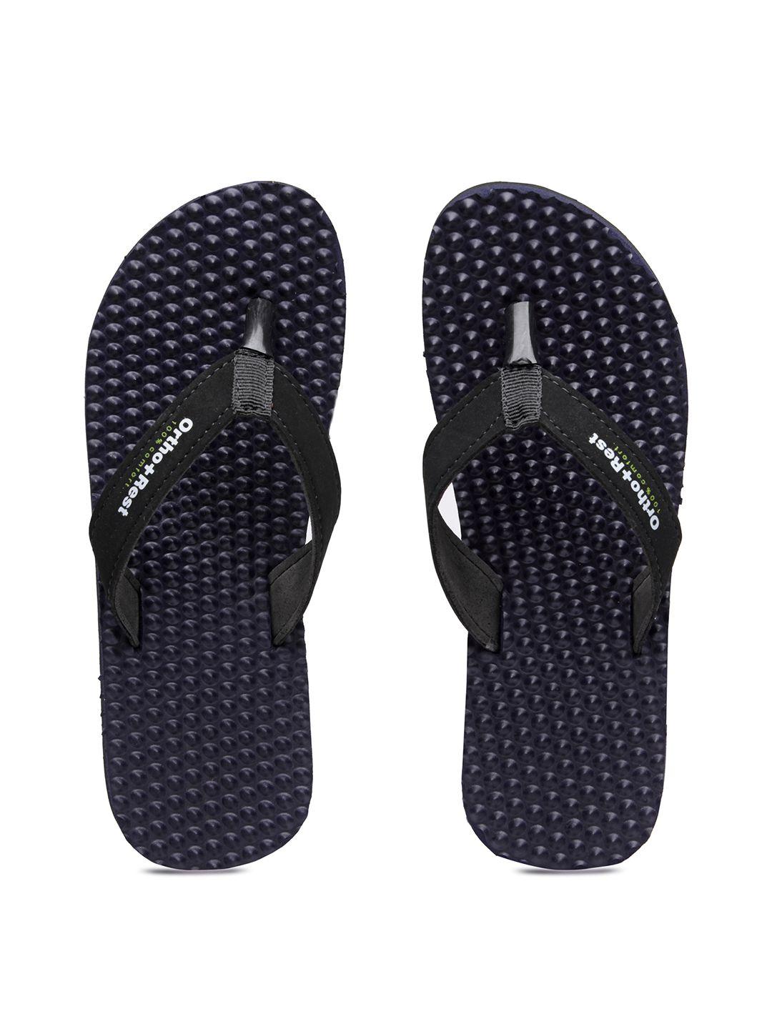 ortho rest women navy blue self design thong flip-flops