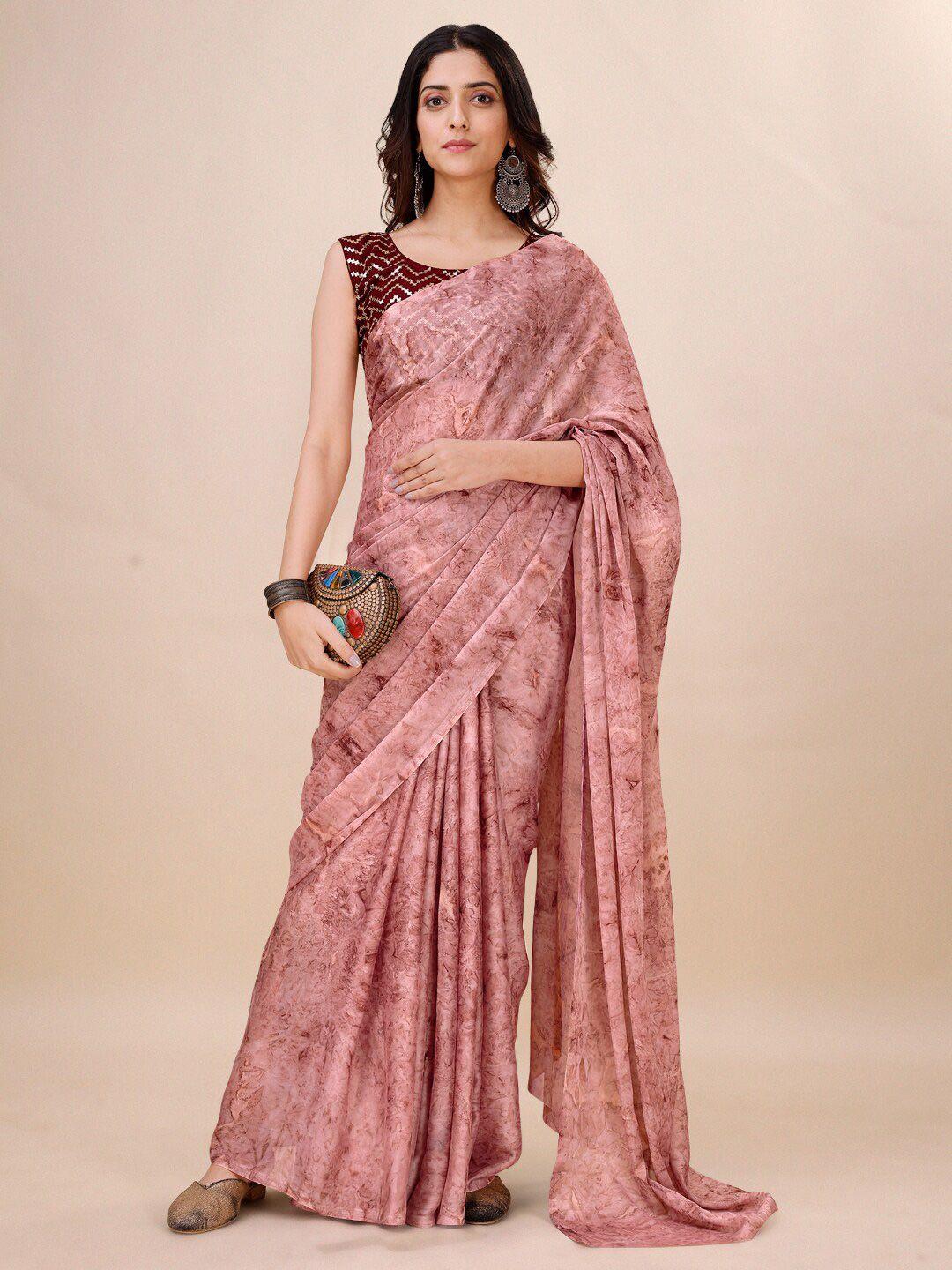 orus abstract printed pure georgette saree