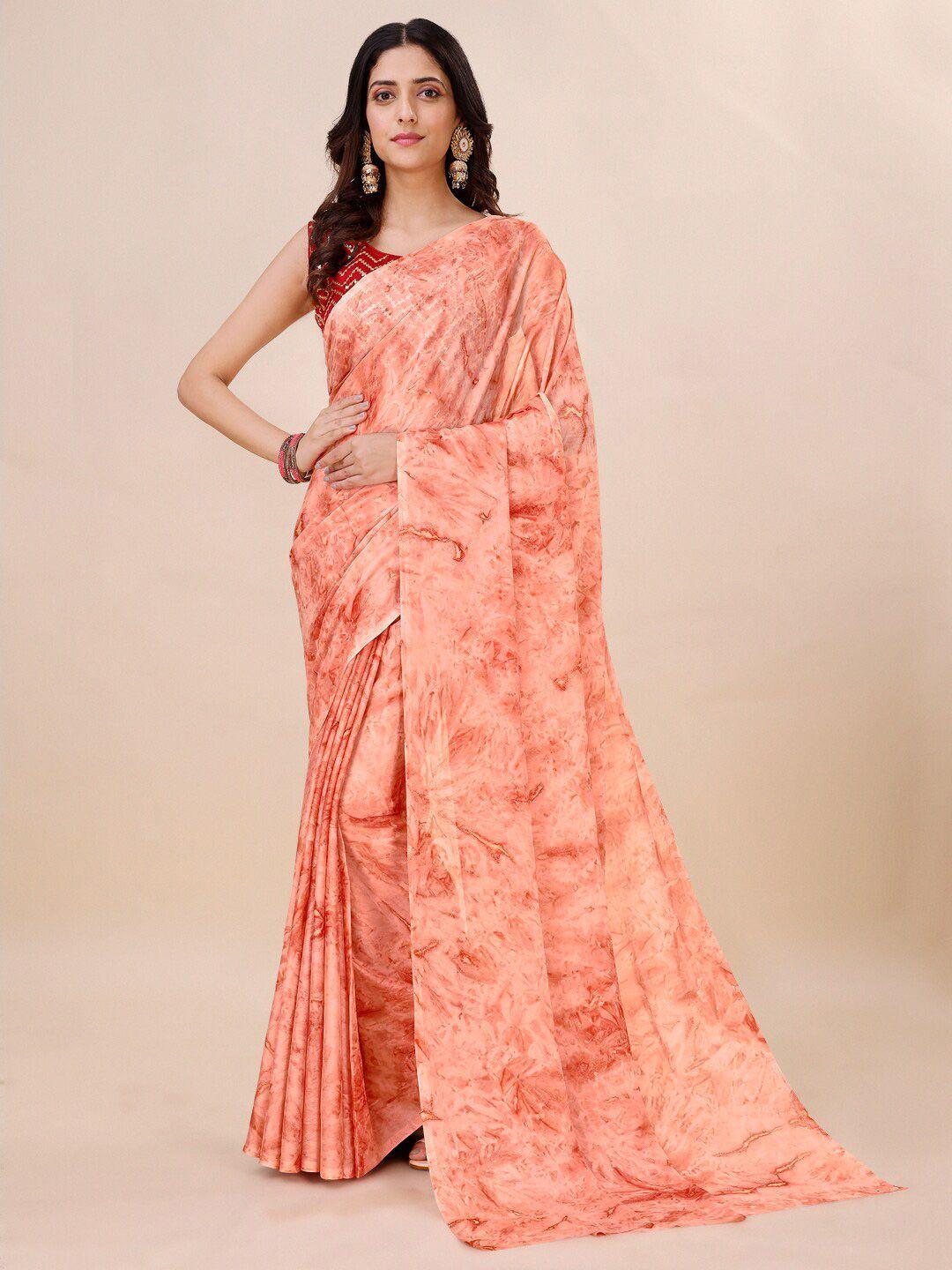 orus abstract printed pure georgette saree