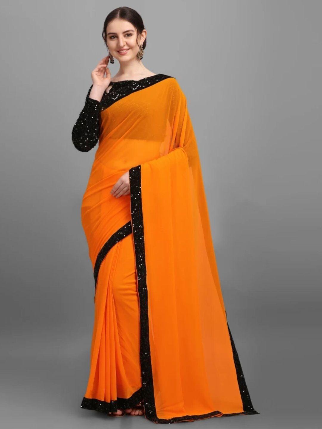 orus embellished sequinned pure georgette saree