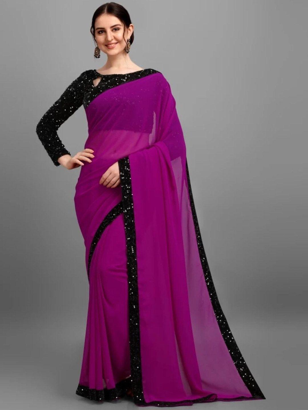 orus embellished sequinned pure georgette saree