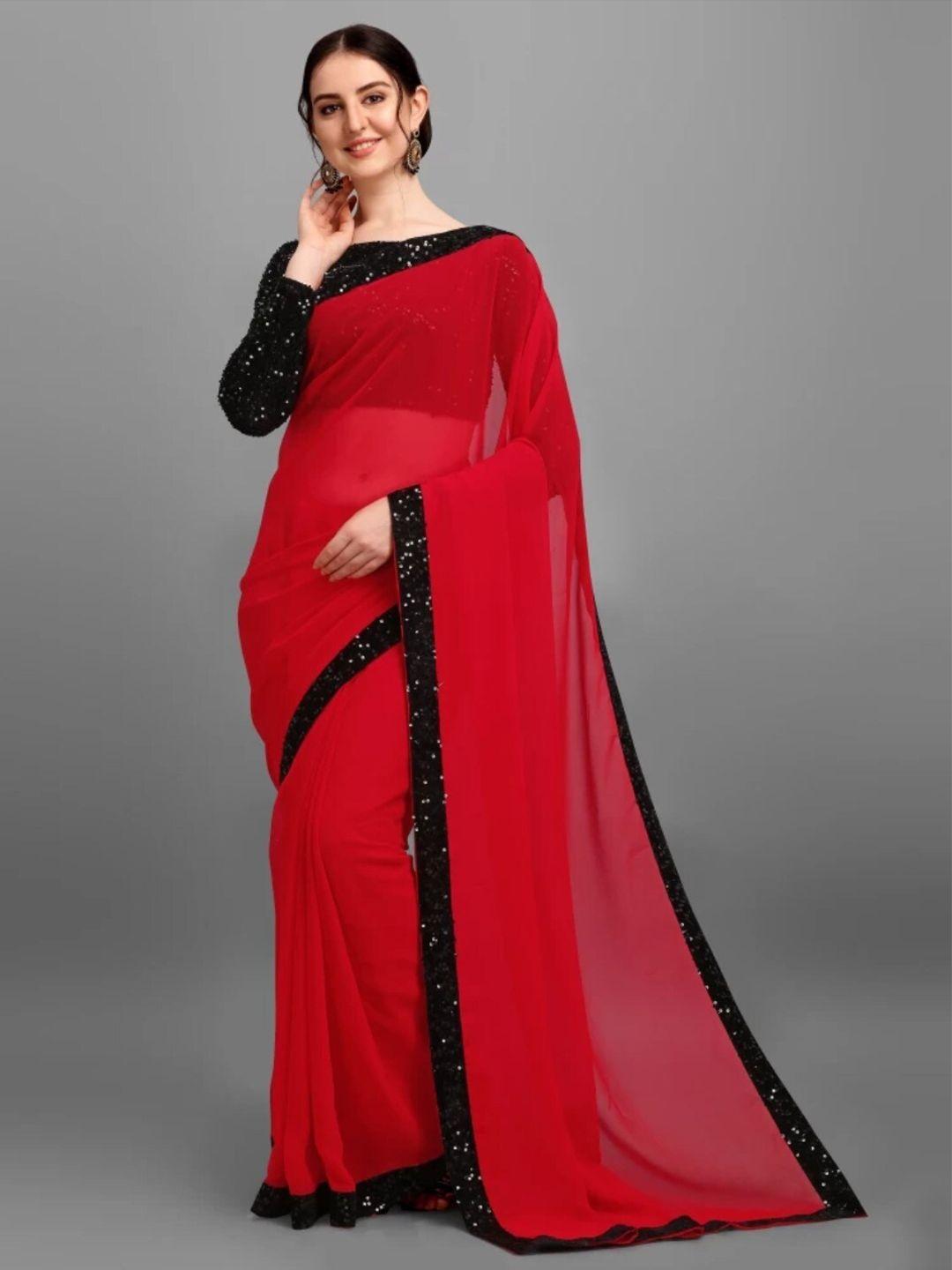 orus embellished sequinned pure georgette saree