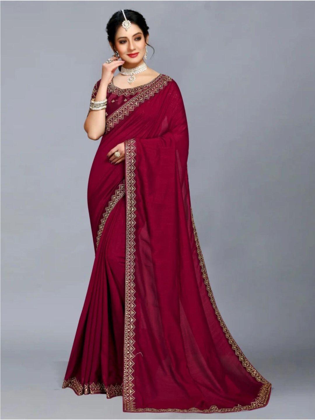 orus embroidered silk blend saree