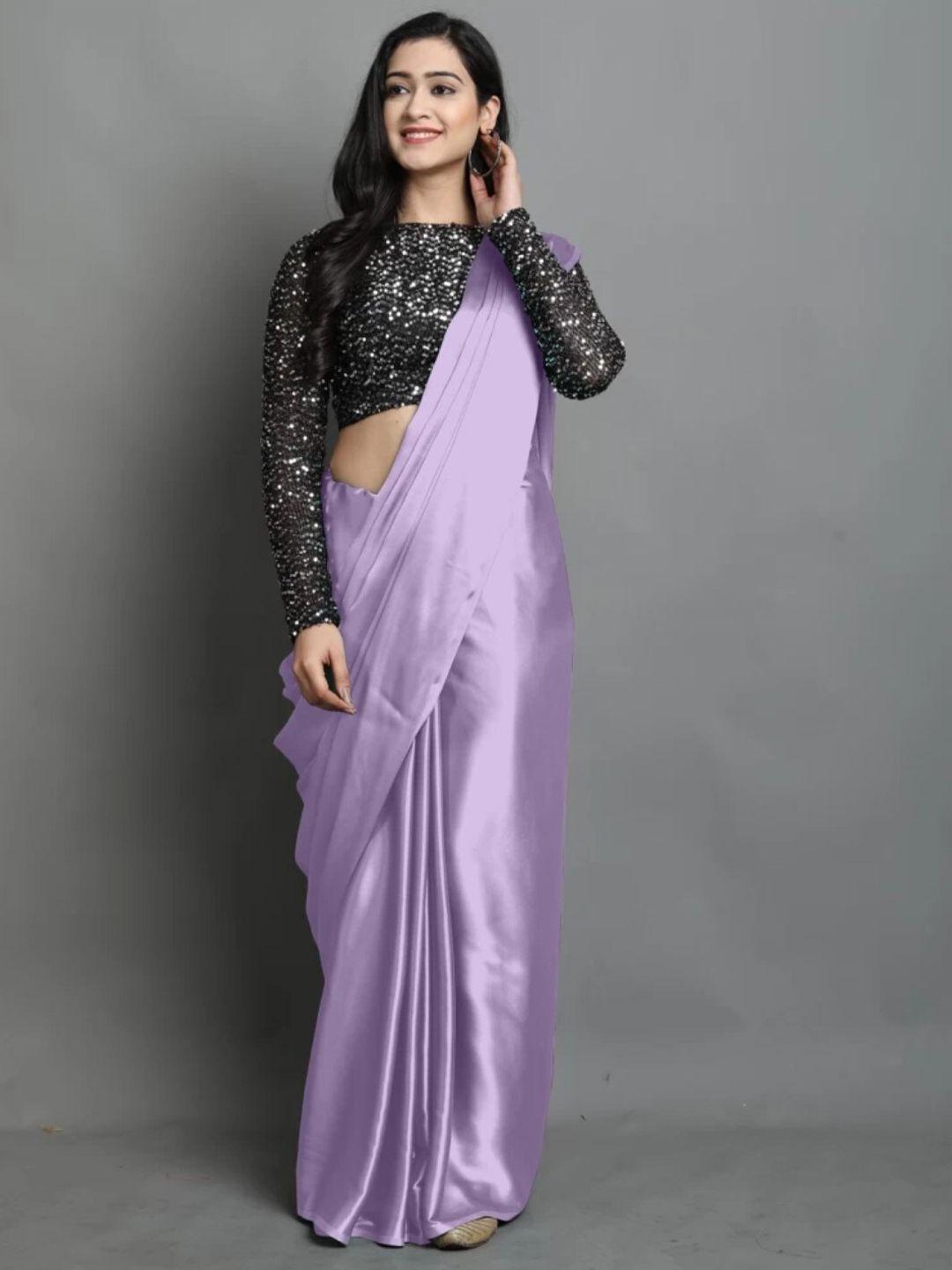 orus solid satin saree with blouse piece