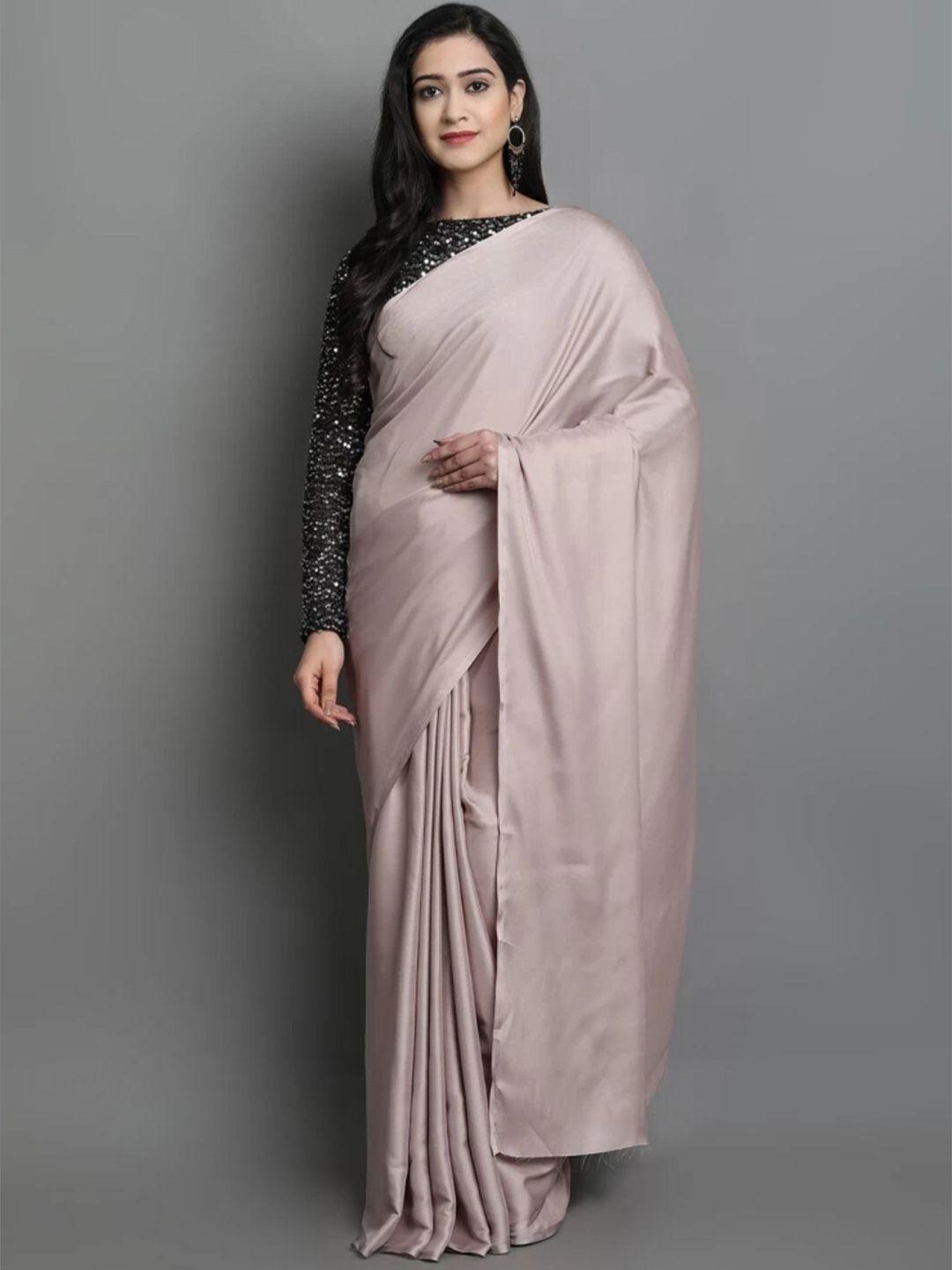 orus solid satin saree with blouse piece