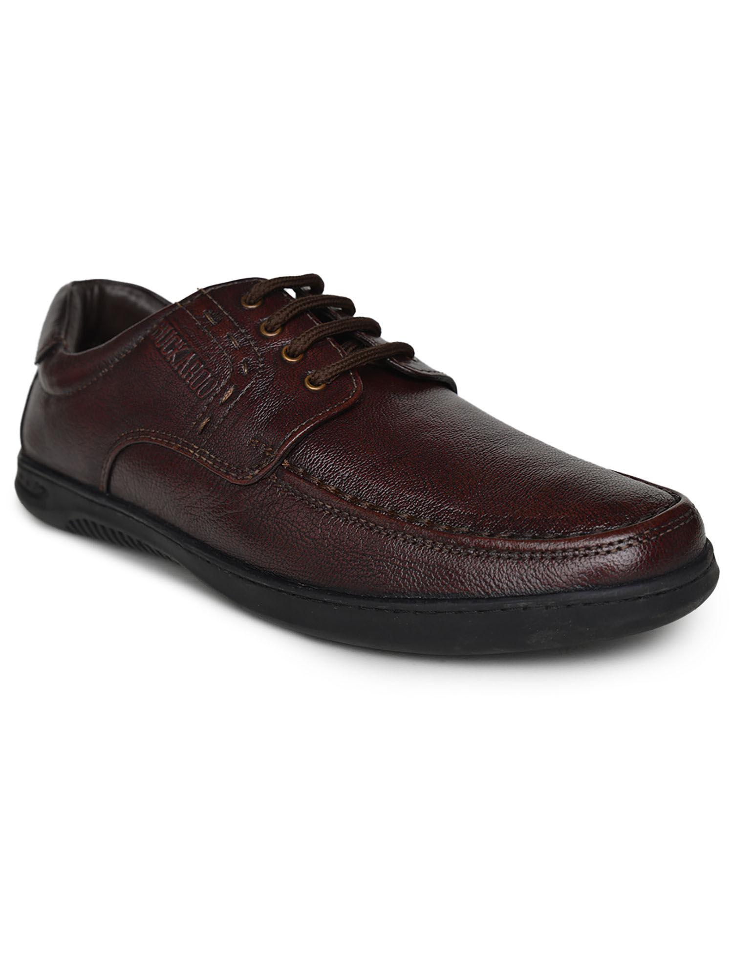 orvil full grain natural leather bordo casual shoes for men