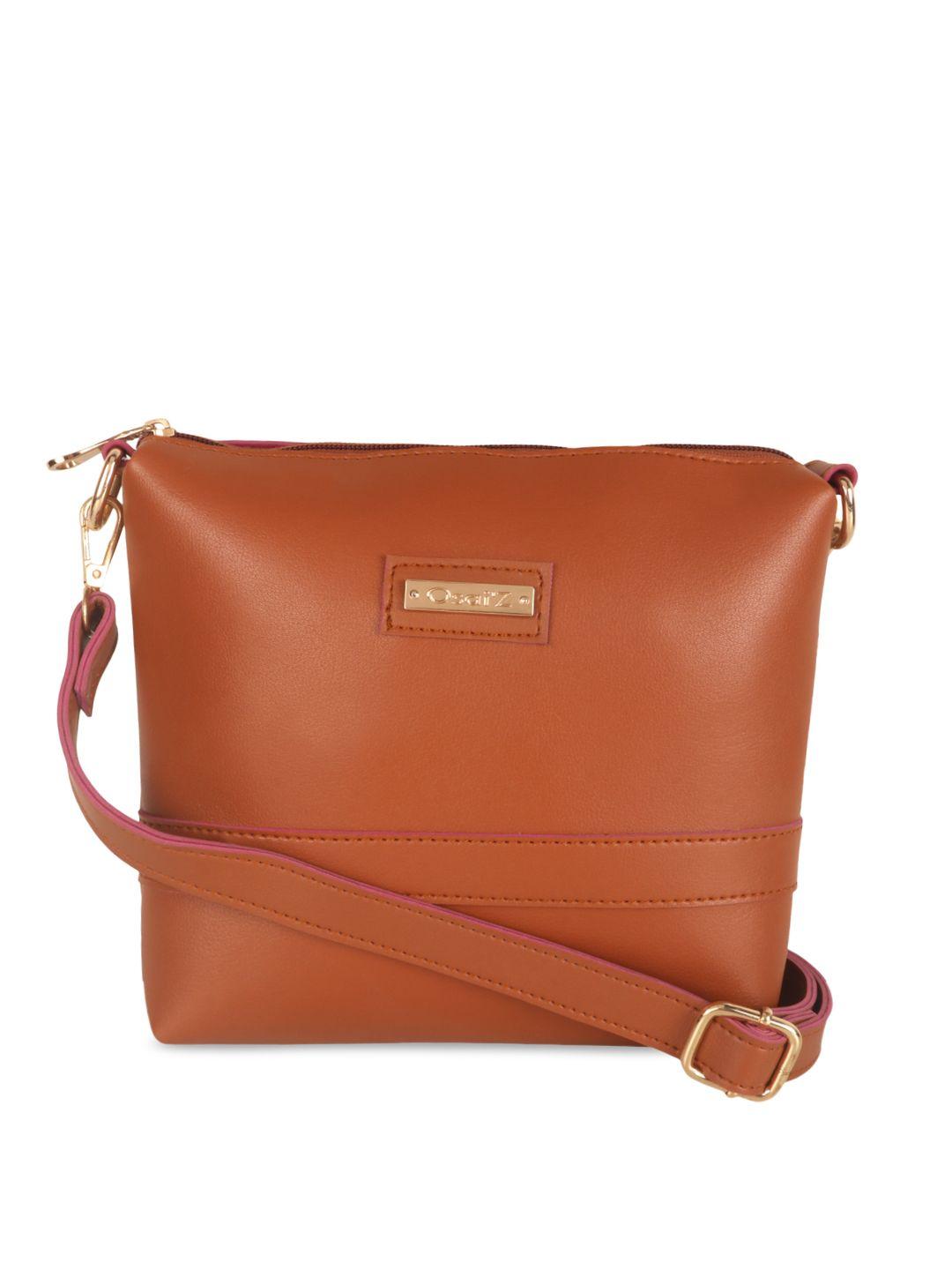 osaiz tan brown structured sling bag