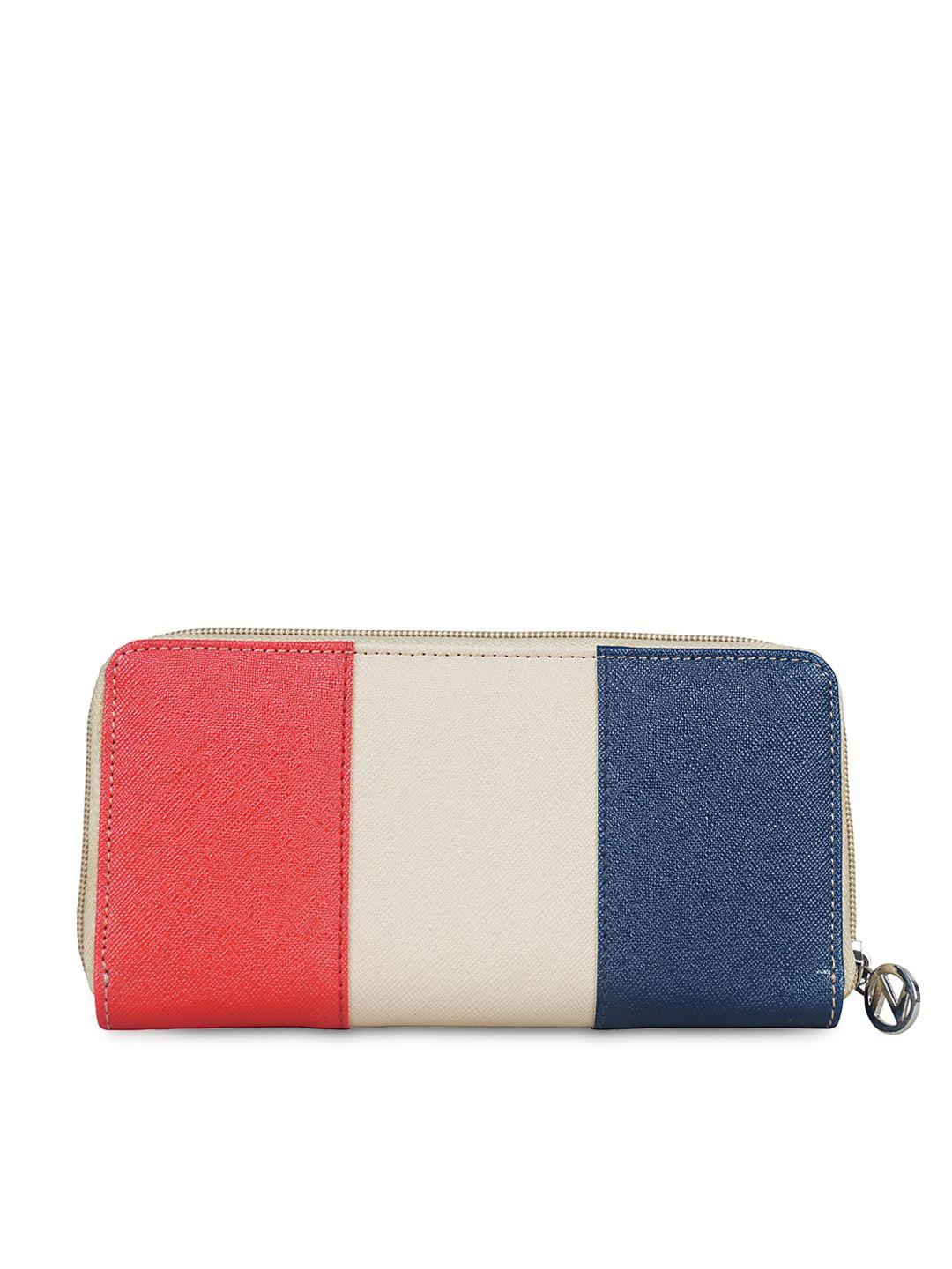 osaiz women cream-coloured & red colourblocked wallet