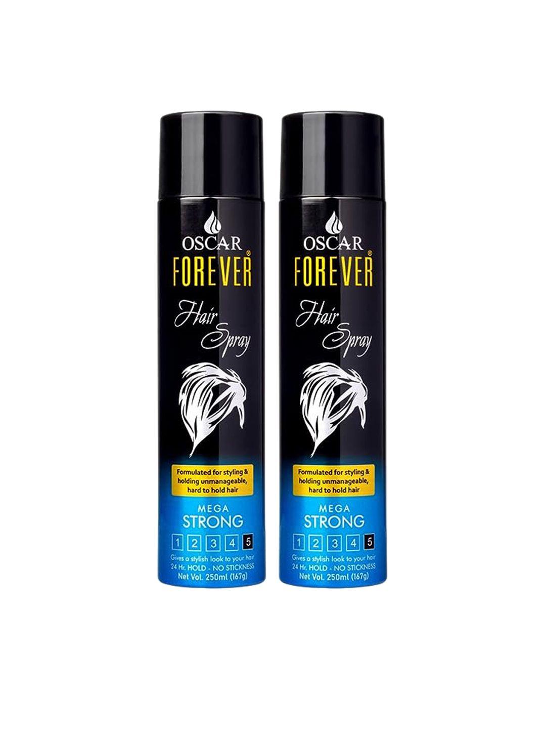 oscar set of 2 forever mega strong hair spray for hair styling - 250 ml each